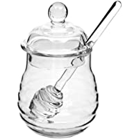 BESTONZON Tarro de cristal de miel con cucharón- transparente- 250 ml